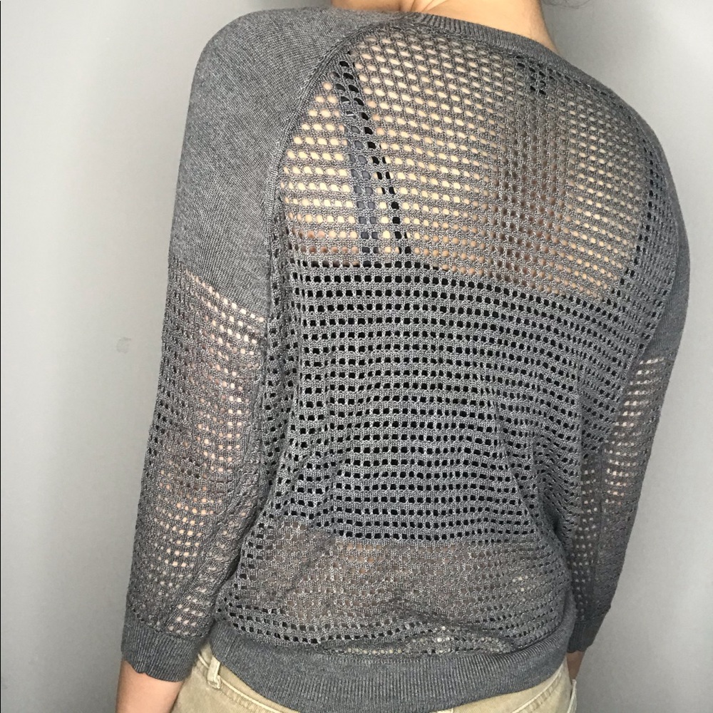 Grey Express Mesh Soft Crochet Light Sweater - Picture 3 of 4